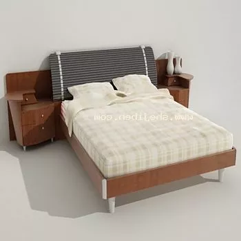 Old Bed With Carpet And Antique Daybed 3d model