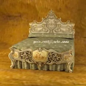 European Classic Double Bed Carved Style 3d model