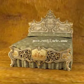 Full Bedroom Set With Round Mirror On Wall 3d model