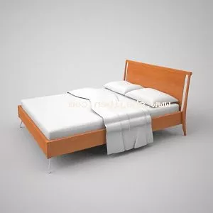 Double Bed With Yellow Mattress 3d model