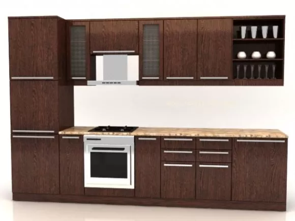 Flat Tv Mounted On Wooden Mdf Backwall 3d model