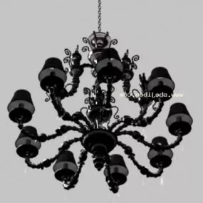 European Classic Iron Chandelier 3d model