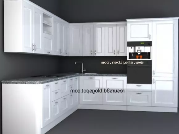 Orange Kitchen Cabinet Design 3d model