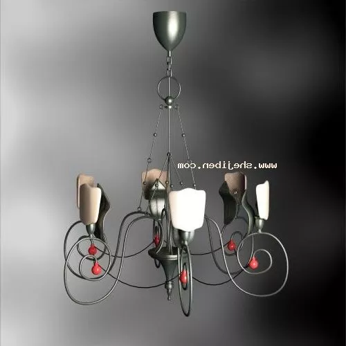 Triangle Chandelier With Set Of Light Bulbs 3d model