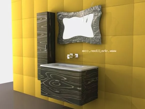 Grey Wood Wash Basin 3d model Grey Wood Wash Basin 3d model