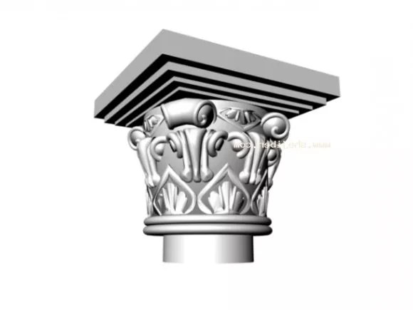 European Round Column Square Base 3d model