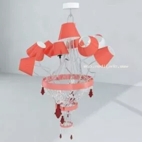 Antique Chandelier Red Shade 3d model