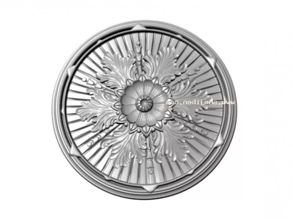 Modular Ceiling Plaster Floral Carved Style 3d model