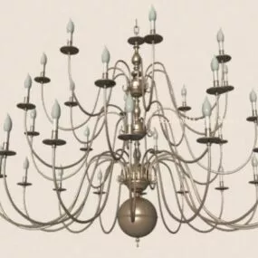 European Rustic Iron Chandelier 3d model