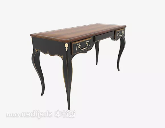 Wood Executive Office Desk With File Drawers 3d model