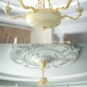 European Antique Chandelier Set 3d model