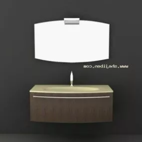 Simple Wash Basin With Mirror 3d model