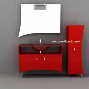 Red Wash Basin Sanitary 3d model