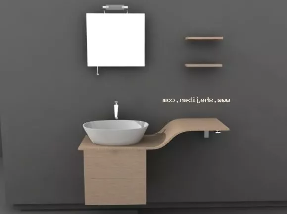 Bathroom Table With Antique Mirror 3d model