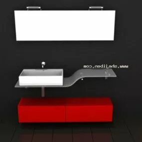 Table Basin Red Cabinet 3d model