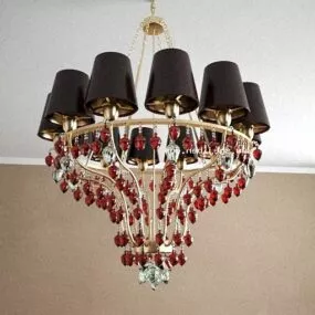 European Red Crystal Chandelier 3d model