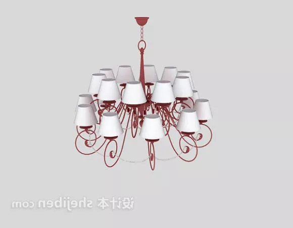 Luster Lamp Wooden Shade 3d model