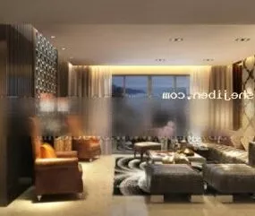 Living Room Interior Scene Full Set Furniture 3d model