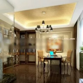 Modern Study Room Interior Scene 3d model