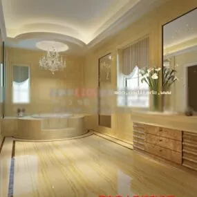 Stone Bathroom Interior Scene 3d model