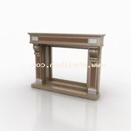 Elegant Stone Fireplace With Fire 3d model