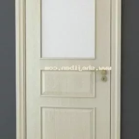 Door White Painted With Window 3d model