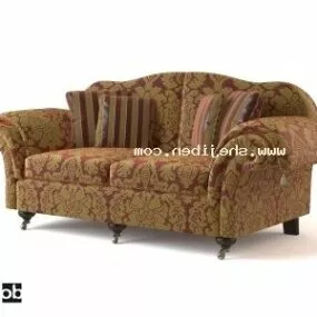 Vintage Double Sofa Brown Color 3d model