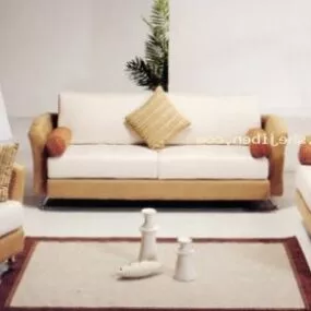 Elegant Sofa Set With Square Carpet 3d model