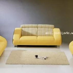 Yellow Sofa Carpet Set 3d model