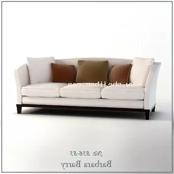 Sofa Three Seats Brown Fabric 3d model