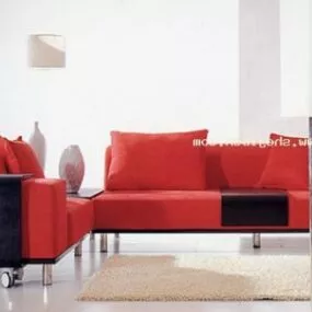 Living Room Red Sofa Armchair 3d model