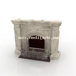 Stone European Antique Fireplace 3d model