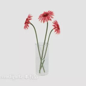Indoor Potted Decorative Red Flower 3d model