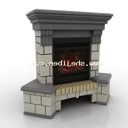 European Fireplace Stone Block 3d model