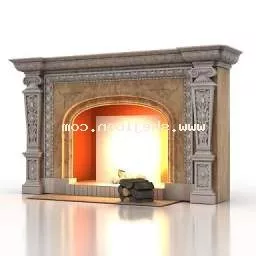 European Fireplace Grey Stone 3d model