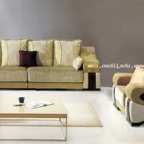 Living Room Sofa Chair With Minimalist Table 3d model