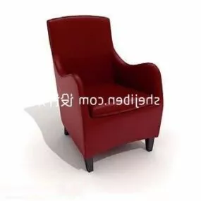 Red Leather Sofa Armchair 3d model