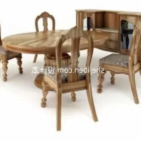 Asian Wood Coffee Table Set 3d model