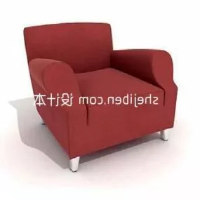 Red Fabric Single Sofa Chair V1 3d model