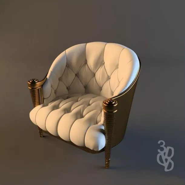Modern Low Back Armchair 3d model