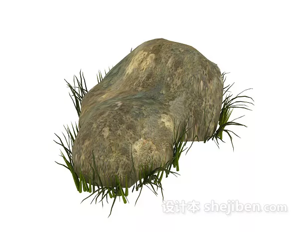 Stone Rock With Grass 3d model Stone Rock With Grass 3d model