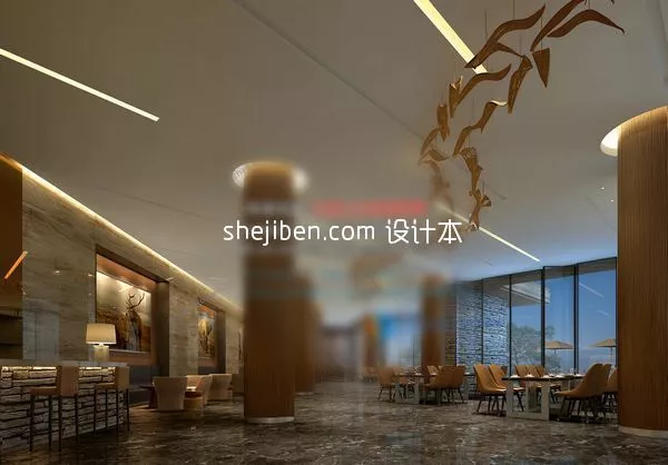 Office Hall Two Storey With Stair 3d model