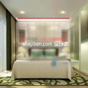 Small Bedroom White Painted Interior Scene 3d model