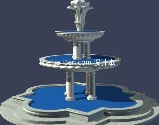 Water Fountain Antique Architecture 3d model