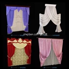 European Curtain Collection Set 3d model