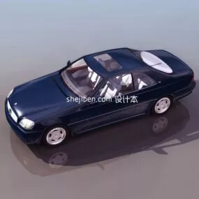 Vintage Blue Sedan Car 3d model