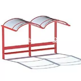 Bus Station Red Steel Frame 3d model