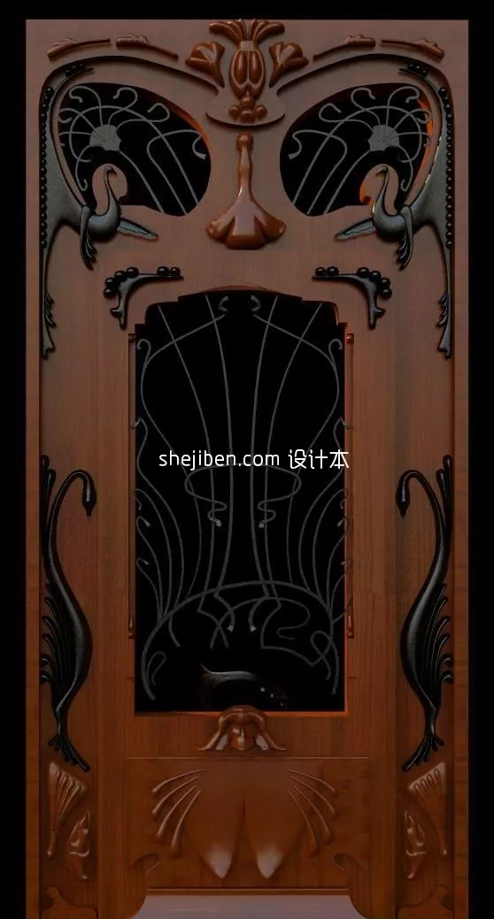 White Door With Decorative Panel 3d model