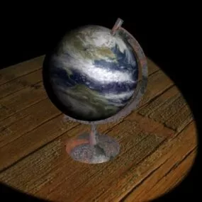School Globe On Table 3d model