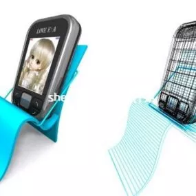 Mobile Phone On Plastic Stand 3d model